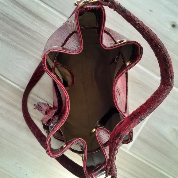 NEW Grand pelle collection red real python handbag - Picture 5 of 8